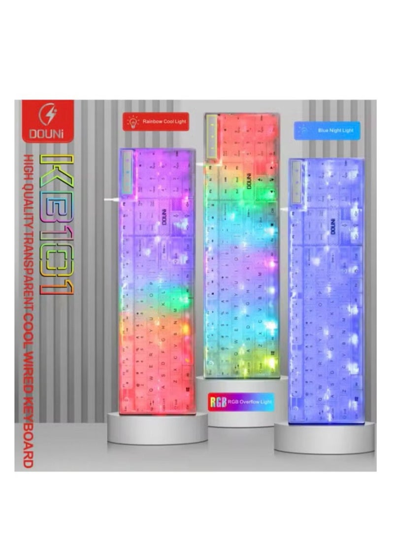 Generic - transparent keyboard with Fixed background lights with different mixed 7 colors 104 keys High quality - Image 1