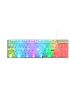 transparent keyboard with Fixed background lights with different mixed 7 colors 104 keys High quality