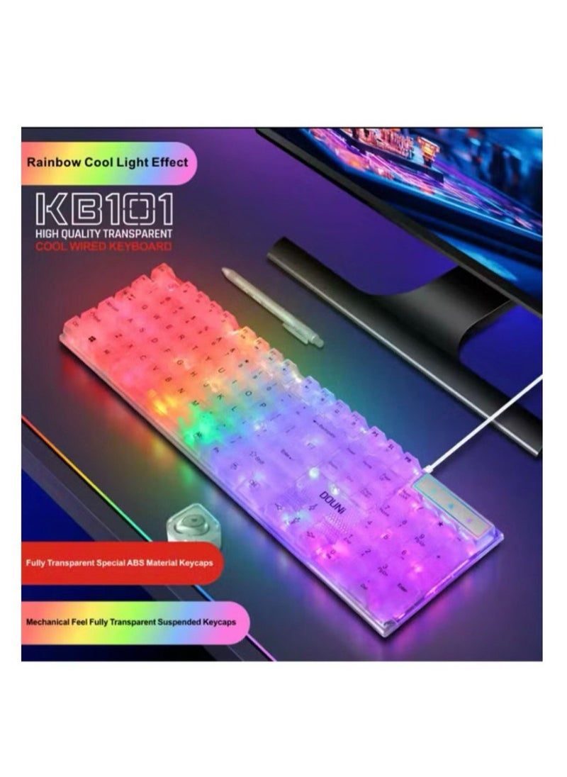 Generic - transparent keyboard with Fixed background lights with different mixed 7 colors 104 keys High quality - Image 1
