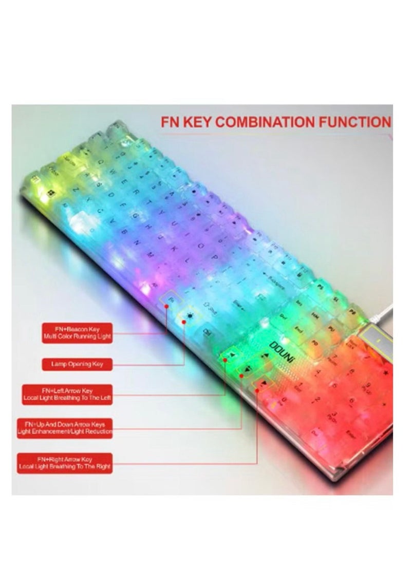 Generic - transparent keyboard with Fixed background lights with different mixed 7 colors 104 keys High quality - Image 1