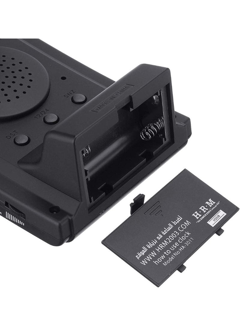 الحرمين ساعة أذان الحرمين LCD - ساعة حائط هرمية للمنزل/المكتب/المسجد - ساعة بجانب السرير (أسود) HA-3011 - Image 4