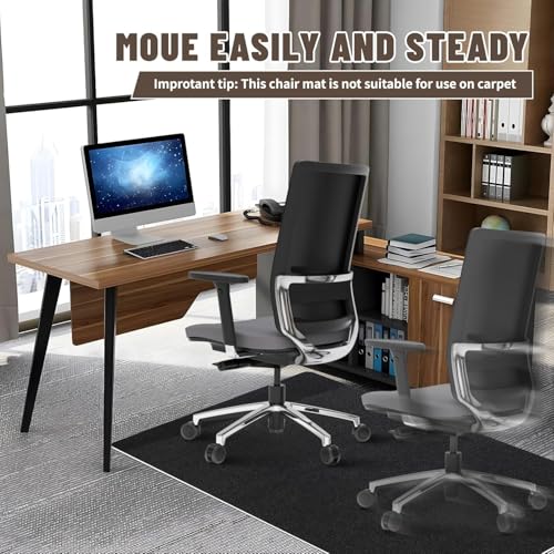Fayleeko Chair Mat, 36" x 48" Office Chair Mat for Hardwood and Tile Floor, Heavy Duty Floor Protector for Rolling Chairs,Non-Slip,Computer Mat for Home Office (Dark Grey) - Image 3