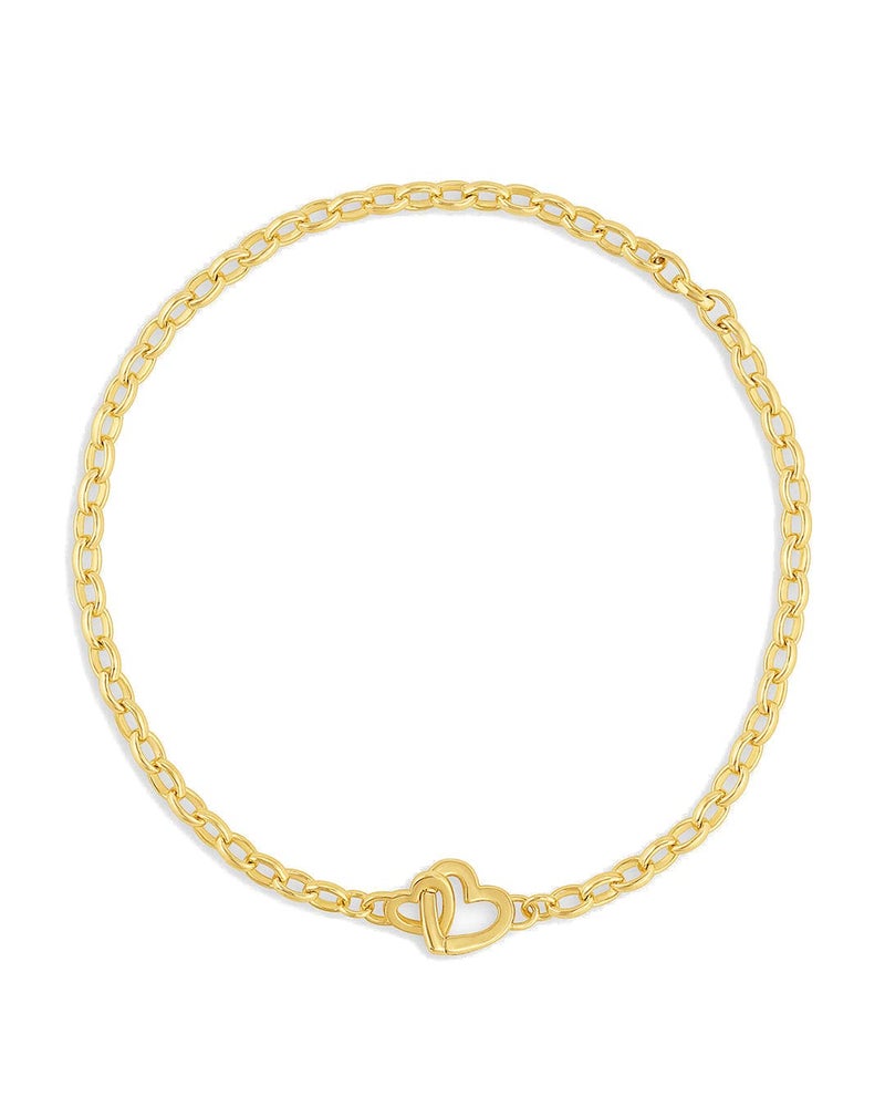 gorjana - Parker Heart Mini Bracelet 7 1/4" - 18k Gold Plated - Celebrate Meaningful Connections - Stacking Bracelets for Style - Elegant Interlocking Design - Image 1