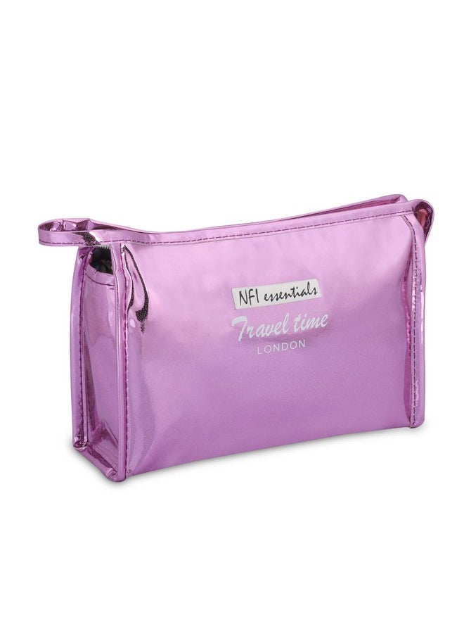NFI essentials NFI essentials PU Reflective Makeup Pouch for Women, Stylish Pouches for Makeup Accessories & Travel Organiser, Cosmetic Pouch, Toiletry Make up Bag  - Image 1