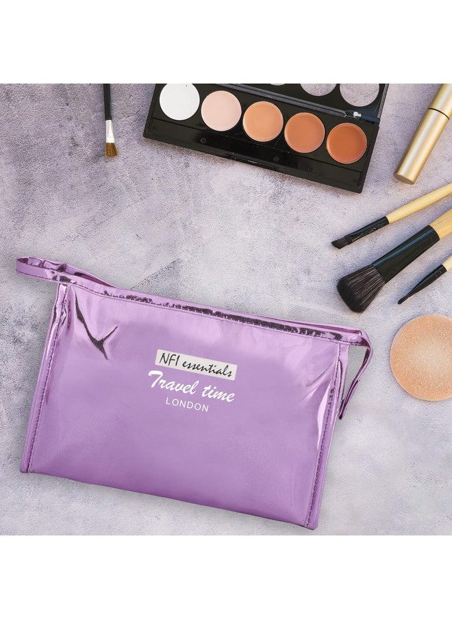 NFI essentials NFI essentials PU Reflective Makeup Pouch for Women, Stylish Pouches for Makeup Accessories & Travel Organiser, Cosmetic Pouch, Toiletry Make up Bag  - Image 5