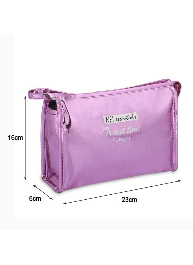 NFI essentials NFI essentials PU Reflective Makeup Pouch for Women, Stylish Pouches for Makeup Accessories & Travel Organiser, Cosmetic Pouch, Toiletry Make up Bag  - Image 4