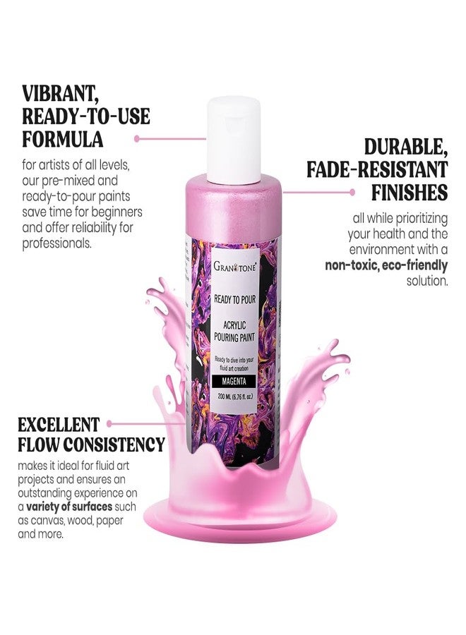 GRANOTONE Premium Metallic Acrylic Pouring Paint, Ready-to-Use, Superior High-Flow Formula, Ideal for Canvas, Wood, Paper, Craft & Fluid Art Project (MAGENTA) - Image 2