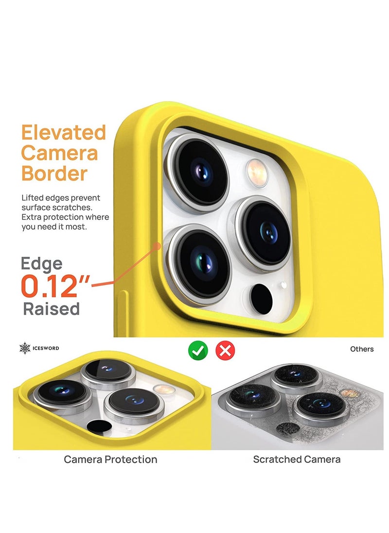 Raxoom iPhone 14 Pro Max Case Yellow, Thin Liquid Silicone Shockproof Phone Case Cover, Bright Lemon Sun Citron Butter Cute, Drop Protective 6.7" [Soft Anti-Scratch Microfiber Lining] 14PM - Yellow - Image 2
