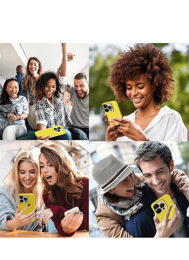 Raxoom iPhone 14 Pro Max Case Yellow, Thin Liquid Silicone Shockproof Phone Case Cover, Bright Lemon Sun Citron Butter Cute, Drop Protective 6.7" [Soft Anti-Scratch Microfiber Lining] 14PM - Yellow - Image 4