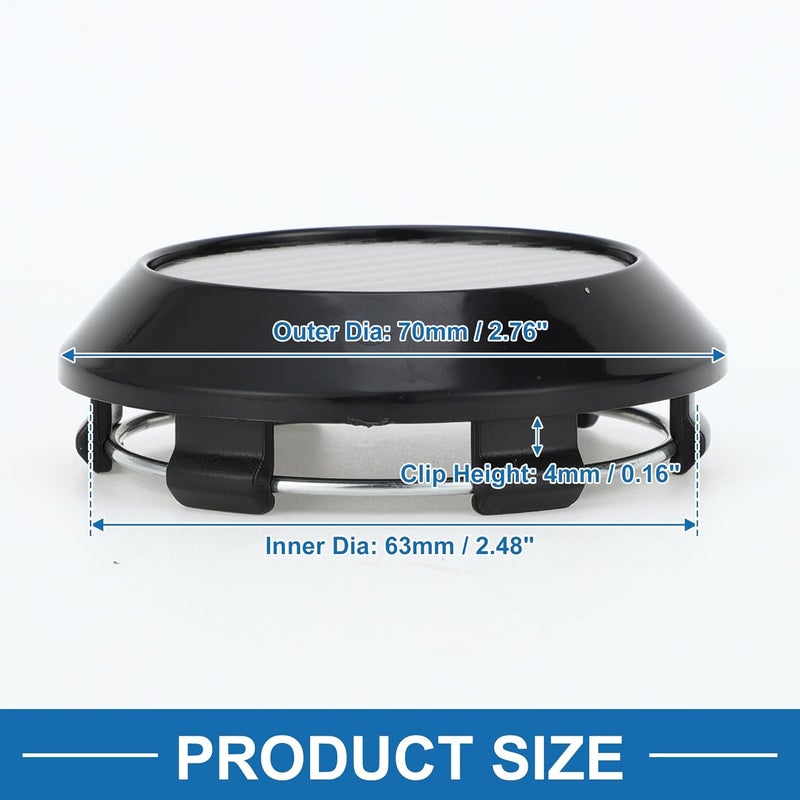 A ABSOPRO ABSOPRO Universal Car Wheel Center Hub Caps, OD: 70mm/2.76", "Black Plastic, 1Pc for Ford, BMW with Black Carbon Fiber Pattern Sticker - Image 4