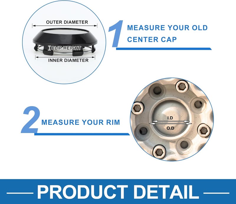 A ABSOPRO ABSOPRO Universal Car Wheel Center Hub Caps, OD: 70mm/2.76", "Black Plastic, 1Pc for Ford, BMW with Black Carbon Fiber Pattern Sticker - Image 5