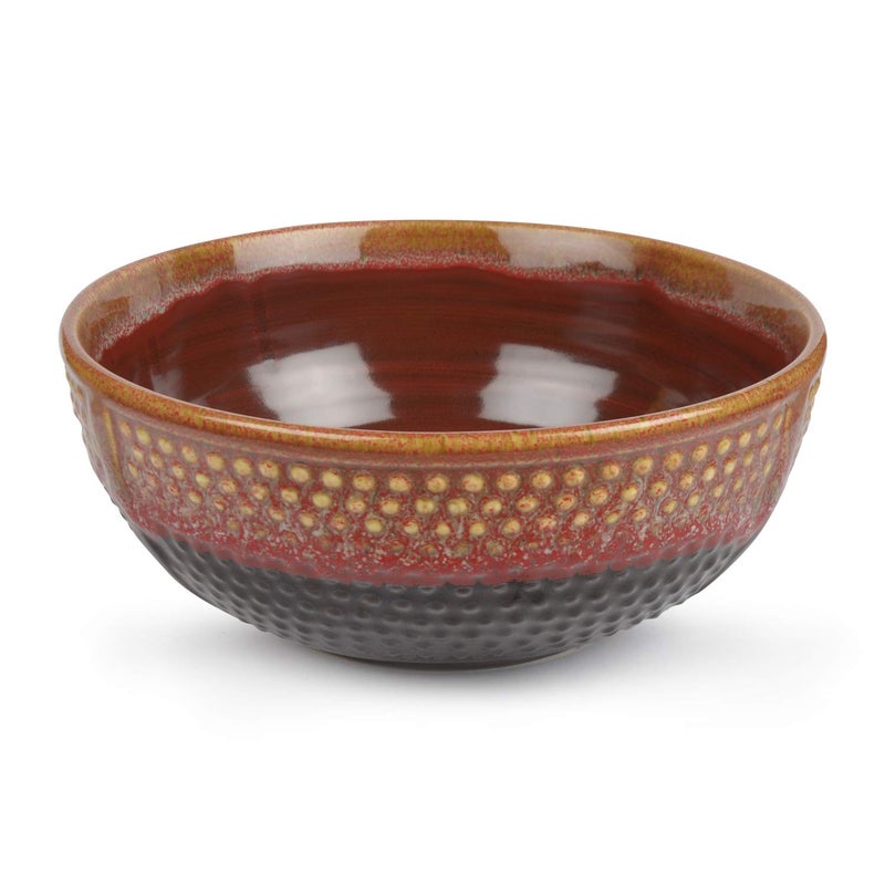 StyleMyWay Studio Pottery Ceramic Serving Bowls (Set of 3, Crimson Red, Black) | Dinner Serving Set | Stackable Kitchen Set - Image 4