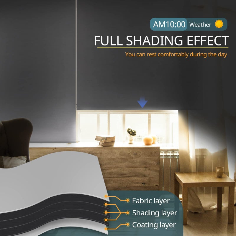 Hapadif Motorized Blinds No Drill Automatic Blinds for Windows Cordless Roller Shades Electric Blinds with Remote Control Smart Blinds (White, 34.5 x 72) - Image 2