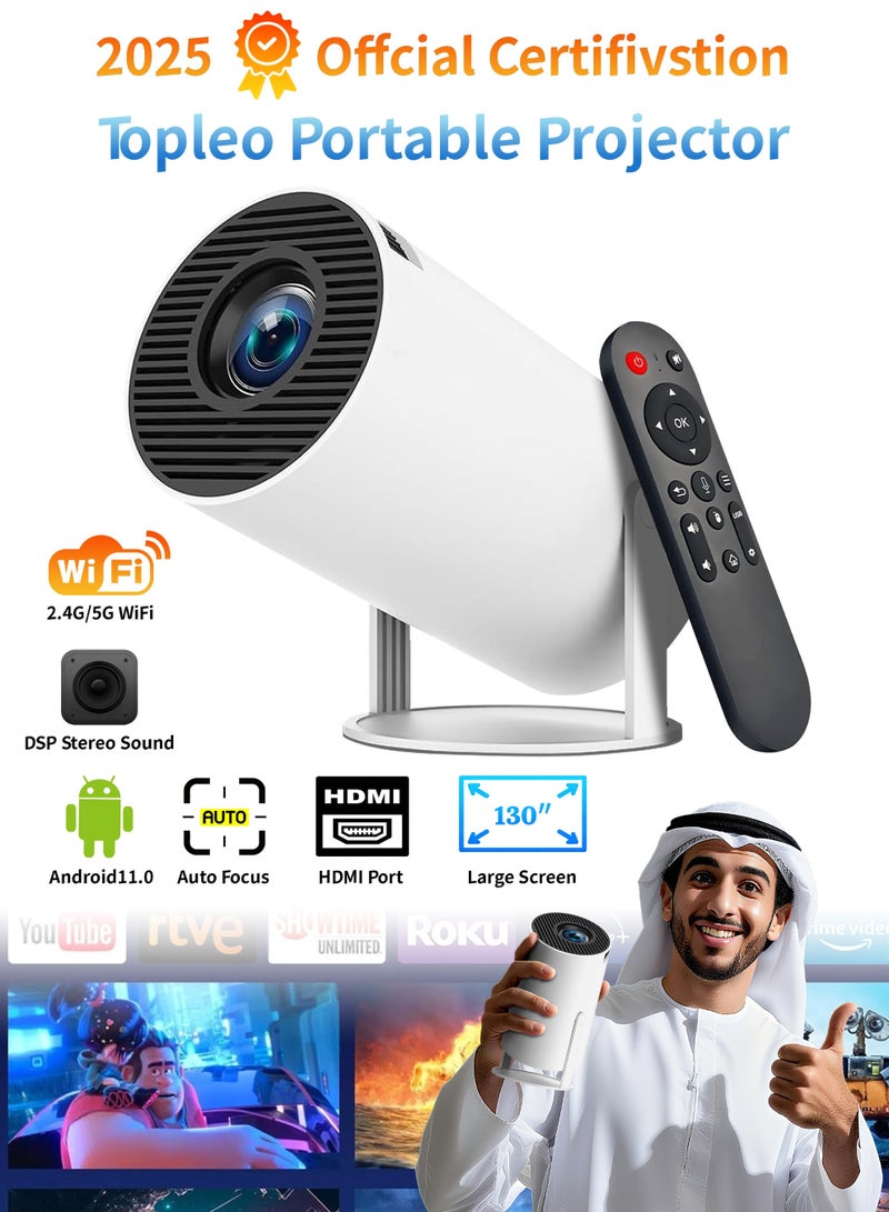 Topleo HY300 Android 5G Wifi Smart Portable Projector 1280 720P Full HD Office Home Theater Video Mini Projector Optical specifications PROJ-WO-87-AN White - Image 1
