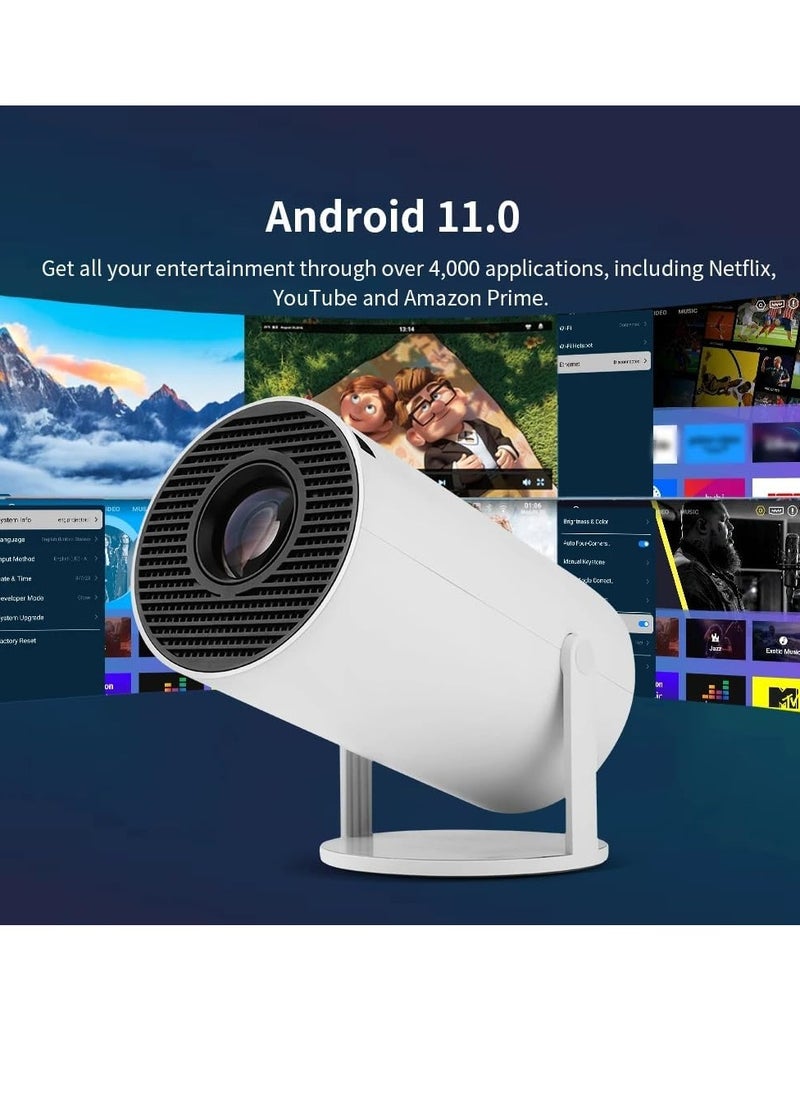 توبليو جهاز العرض الضوئي المحمول الذكي المحمول HY300 أندرويد 5G 5G واي فاي 1280 720P كامل الوضوح عالي الدقة للمكتب والمسرح المنزلي جهاز عرض فيديو صغير بمواصفات بصرية PROJ-WO-87-AN أبيض  - Image 2