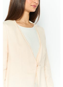 EMPORIO ARMANI Women Regular Fit Textured Formal Blazer, Beige  - Image 4