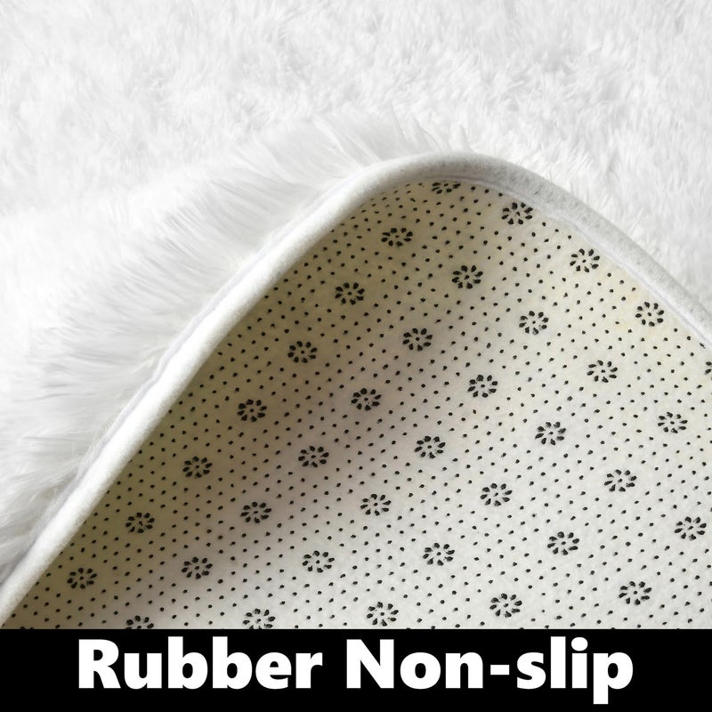 EVOIONOS White Hexagon Rug for Princess Tent  Fluffy Area Rug for Kids Room  4x4.6 Feet Hexagon Rug for Girls Tent  Furry Soft Nursery Rug  Fuzzy Plush Carpet for Teen Girls Bedroom - Image 3