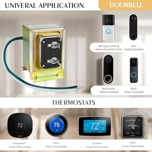 VIIVRIA 24V AC 40VA Transformer for Wired Doorbells & Thermostats - Hardwired Power Supply Compatible with Ring Video Doorbell Pro/2/3/4, Nest, Ecobee, Honeywell - Easy Install with 40VA Output - Image 2