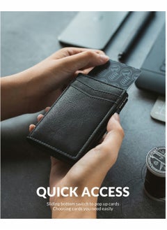 KASTWAVE Card Holder Wallet with Coin Pocket Magnetic Closure Pop Up Cards Slim Leather RFID Protection to 11 Case  - Image 4