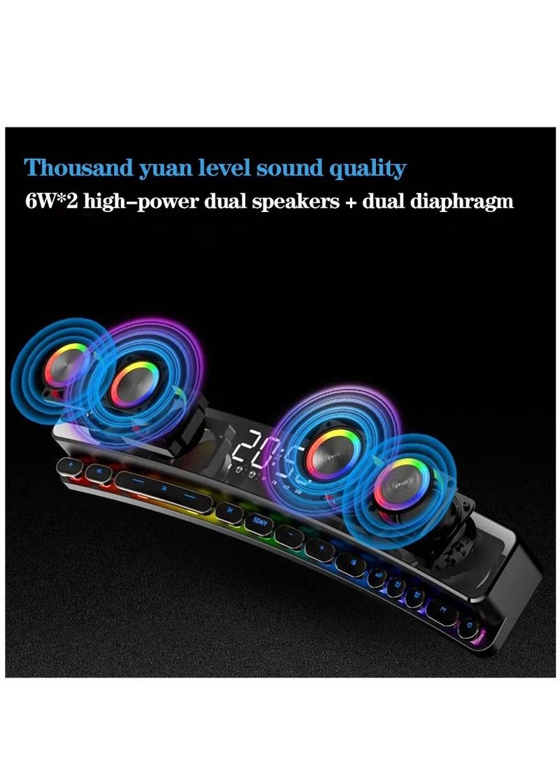 SOAIY - Wireless HiFi Speaker Computer Game Subwoofer Bluetooth Speaker No Light 3600mAh Sound Bar Stereo Music Player Clock 3D Stereo Bass Surround Sound Box 3.5mm Audio Input for PC Laptop - Image 1