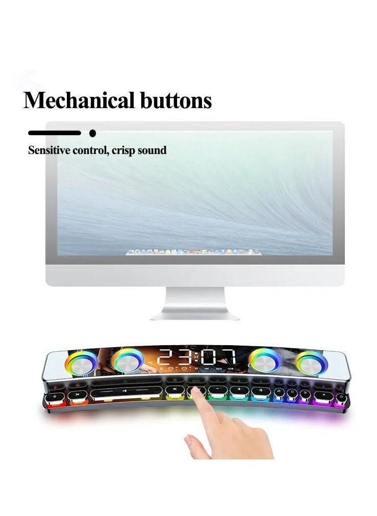 SOAIY - Wireless HiFi Speaker Computer Game Subwoofer Bluetooth Speaker No Light 3600mAh Sound Bar Stereo Music Player Clock 3D Stereo Bass Surround Sound Box 3.5mm Audio Input for PC Laptop - Image 1