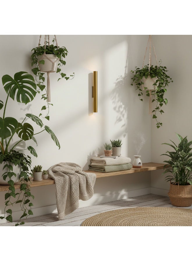 نجفة شوب ابليك حائط مودرن ذهبى بتصميم طولي بإضاءة دافئة بلمبه G9 - Image 3