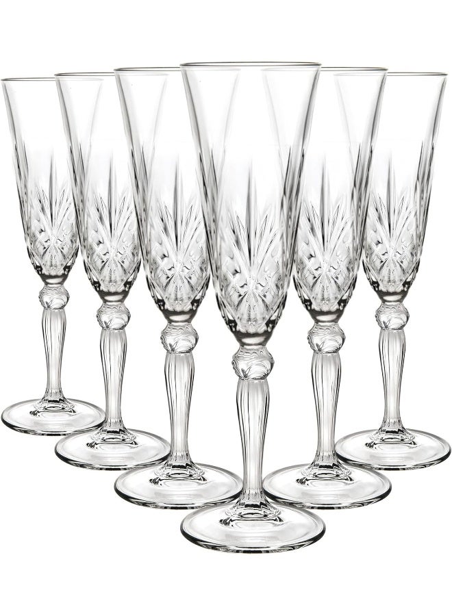 RCR Rcr 25600020006 Melodia Crystal Champagne Flutes Glasses, 160 ml, Set Of 6 - Transparent  - Image 1