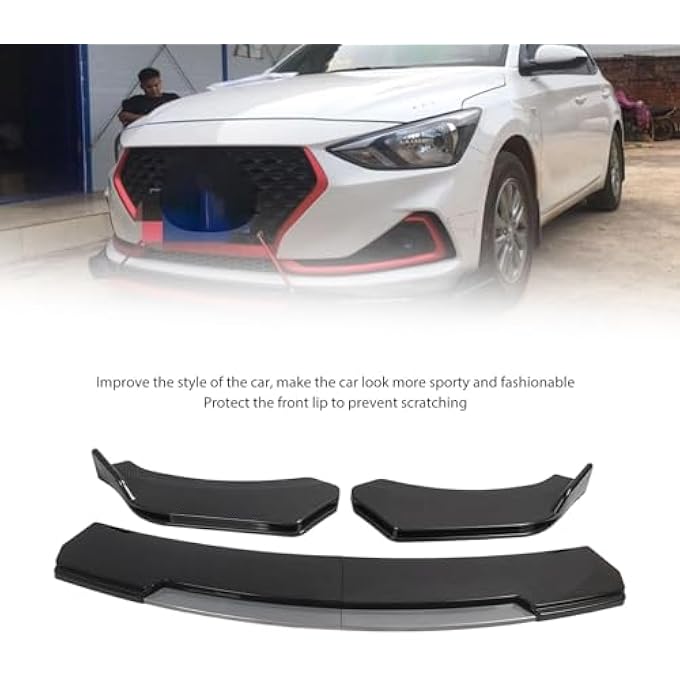 Jiawu Front Bumper Lip Chin, Prevents Collisions, Reduces Wind 4 Piece Front Bumper Lip Separator Carbon Fiber Pattern Sporty Double Layer for (43frbmiogu-14) - Image 2