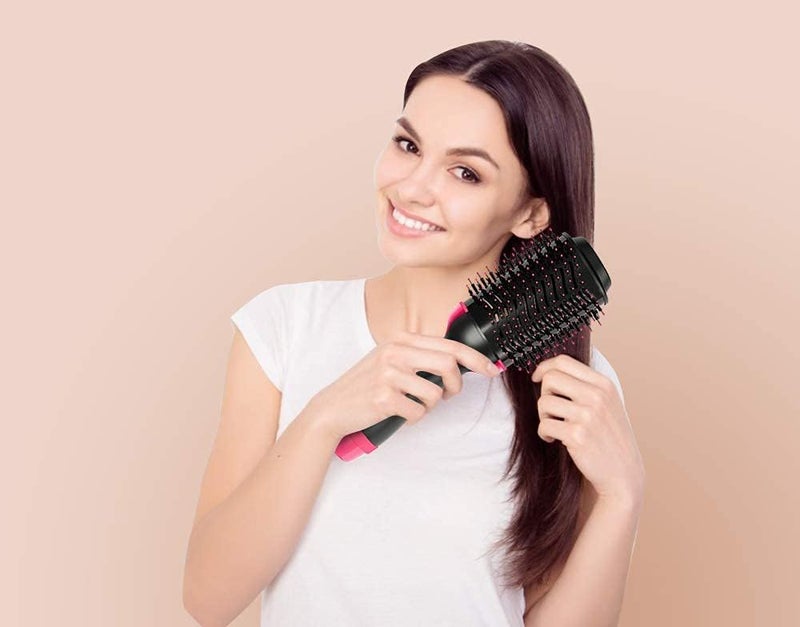 Poioo 3 in 1 Styler Volumizer for Drying Litstyle Hair Straightening Brush Ceramic Coated Bristles Smart Memory Function Multiple Temperature Settings SalonStyle Blowouts Multicolour - Image 1