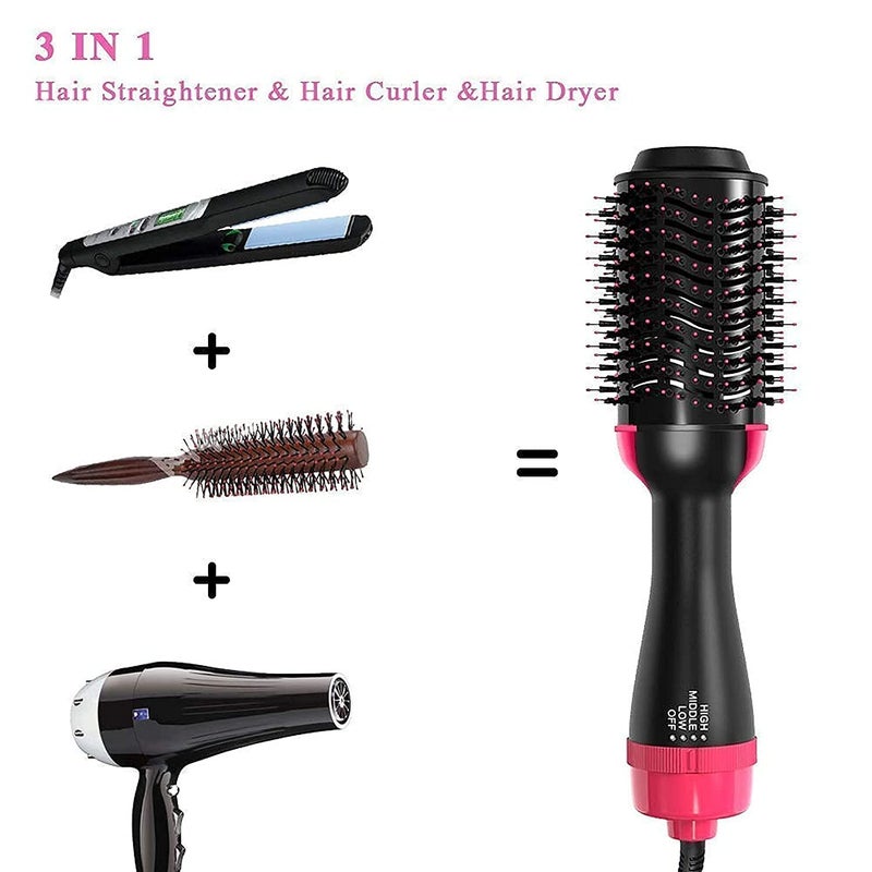 Poioo 3 in 1 Styler Volumizer for Drying Litstyle Hair Straightening Brush Ceramic Coated Bristles Smart Memory Function Multiple Temperature Settings SalonStyle Blowouts Multicolour - Image 4