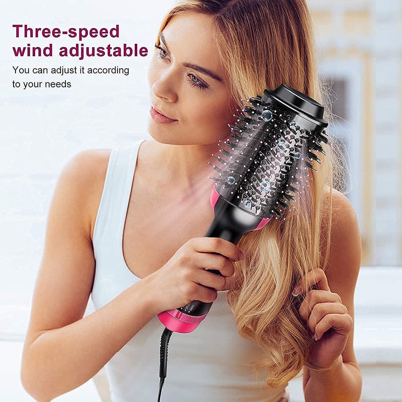 Poioo 3 in 1 Styler Volumizer for Drying Litstyle Hair Straightening Brush Ceramic Coated Bristles Smart Memory Function Multiple Temperature Settings SalonStyle Blowouts Multicolour - Image 5