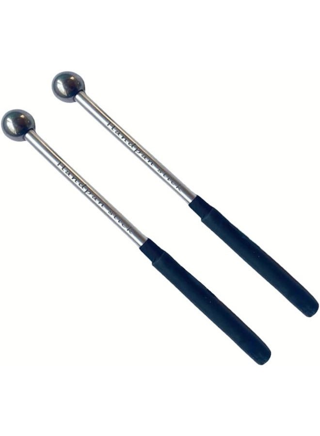 TUORen 1 Pair Tongue Drum Mallets Metal Steel Head Drum Sticks with Rubber Handle Ethereal Drumstick Percussion Sticks Hammer for Glockenspiel Xylophone Chime Woodblock and Bells 8.7inch - Image 1