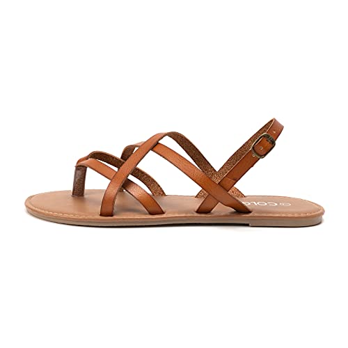 Colgo Women's Summer Strappy Flat Sandals, Adjustable Casual Fisherman Sandal with Open Toe Slingback Gladiator Sandals (8,Brown) - Image 3