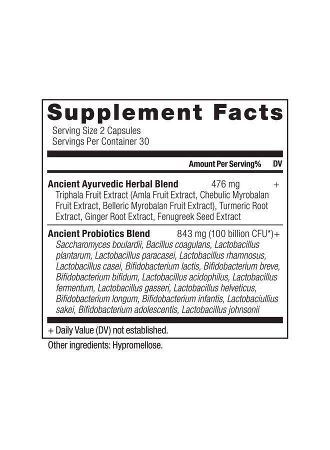 آينشنت نيوترشن بروبيوتيك التغذية القديمة، بروبيوتيك ألتيميت 100 مليار وحدة تشكيل مستعمرة*/حصة، يدعم الجهاز الهضمي والمناعي، خالٍ من الغلوتين، مزيج من الأطعمة الخارقة القديمة، 60 كبسولة - Image 2