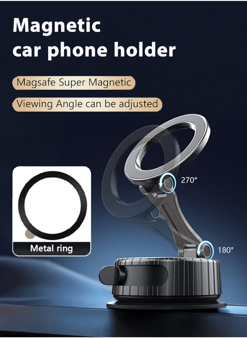 Jourvent - Magnet Smartphone Holder Vacuum Suction Cup N52 Magnet Strong Adsorption 360° Base 270° Support Rod Foldable One-handed Operation Easy Disassembly Suitable for All Models Car Use Suitable for Multiple Occasions Precision and Compact Structure - Image 1