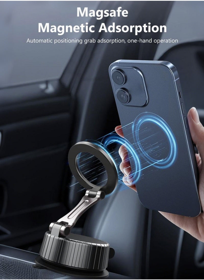 Jourvent - Magnet Smartphone Holder Vacuum Suction Cup N52 Magnet Strong Adsorption 360° Base 270° Support Rod Foldable One-handed Operation Easy Disassembly Suitable for All Models Car Use Suitable for Multiple Occasions Precision and Compact Structure - Image 1