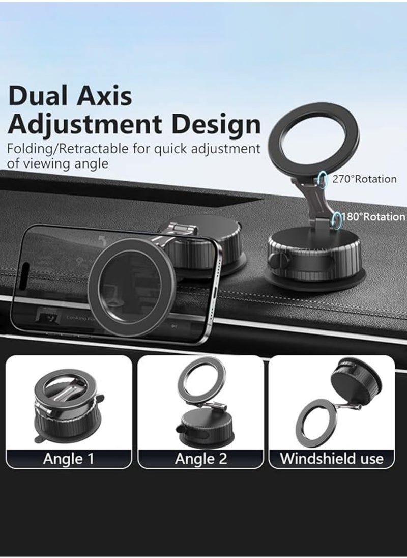 Jourvent - Magnet Smartphone Holder Vacuum Suction Cup N52 Magnet Strong Adsorption 360° Base 270° Support Rod Foldable One-handed Operation Easy Disassembly Suitable for All Models Car Use Suitable for Multiple Occasions Precision and Compact Structure - Image 1