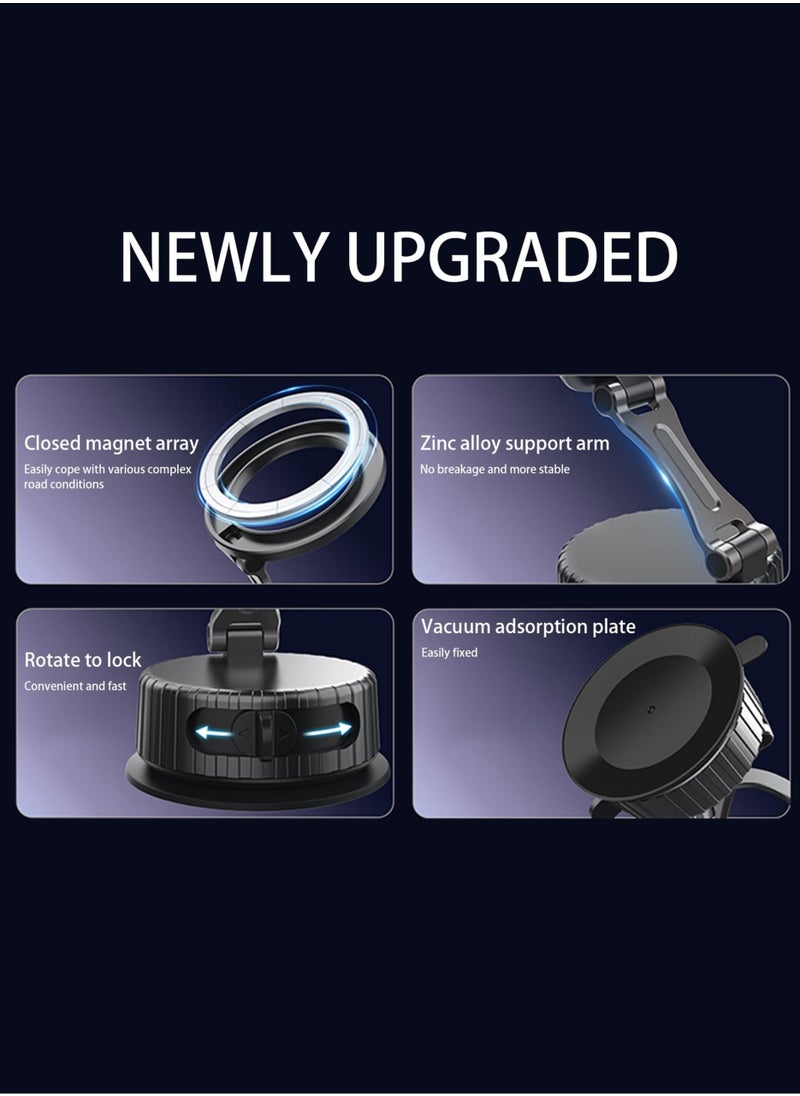 Jourvent - Magnet Smartphone Holder Vacuum Suction Cup N52 Magnet Strong Adsorption 360° Base 270° Support Rod Foldable One-handed Operation Easy Disassembly Suitable for All Models Car Use Suitable for Multiple Occasions Precision and Compact Structure - Image 1