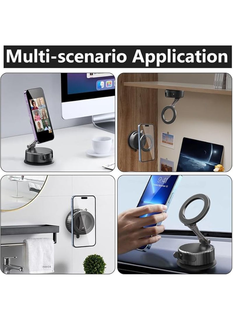 Jourvent - Magnet Smartphone Holder Vacuum Suction Cup N52 Magnet Strong Adsorption 360° Base 270° Support Rod Foldable One-handed Operation Easy Disassembly Suitable for All Models Car Use Suitable for Multiple Occasions Precision and Compact Structure - Image 1