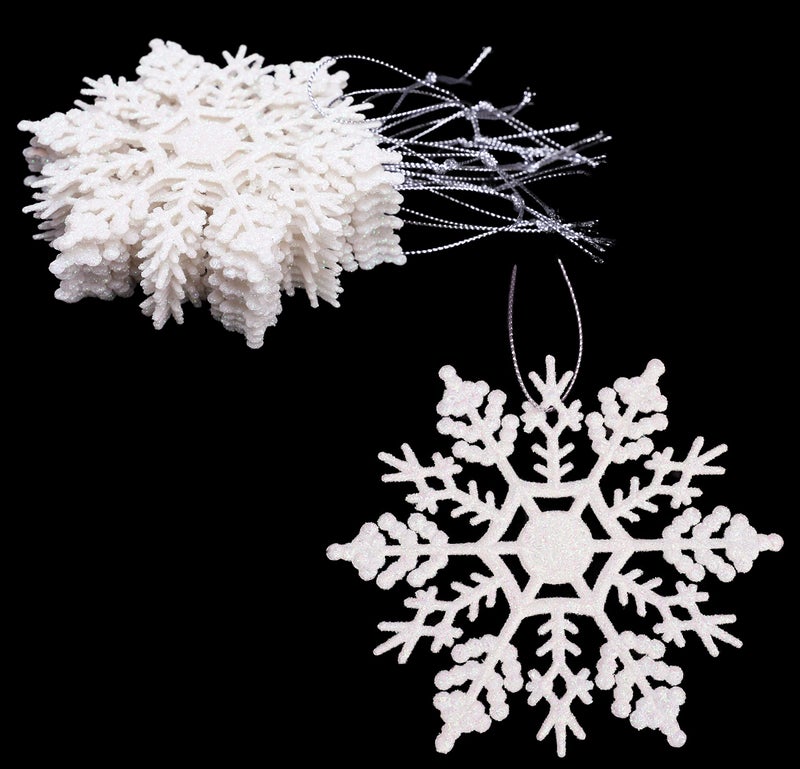 Christmas Concepts® Pack of 12-10cm Glitter Snowflake Hanging Decorations - Christmas Decorations (Iridescent) - Image 1