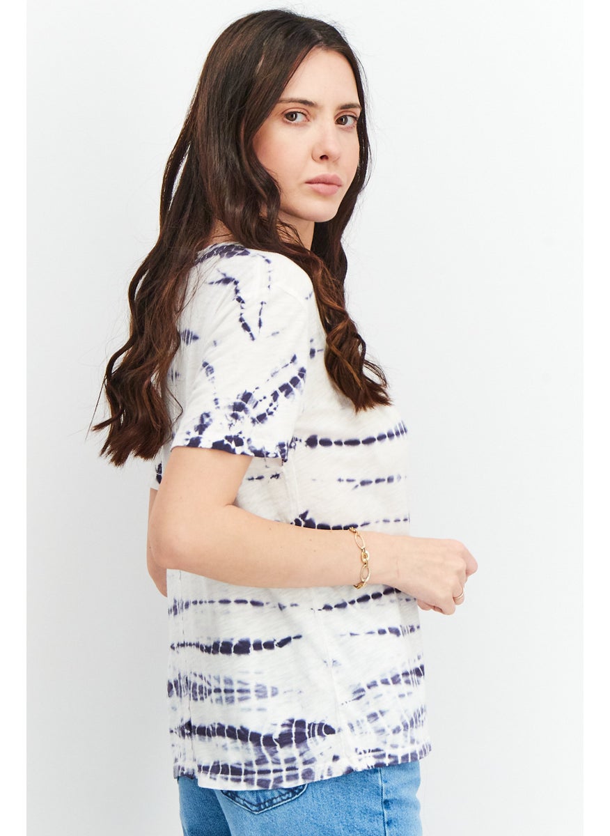 Splendid Women Crew Neck Short Sleeve Tie Dye T-Short, White  - Image 4