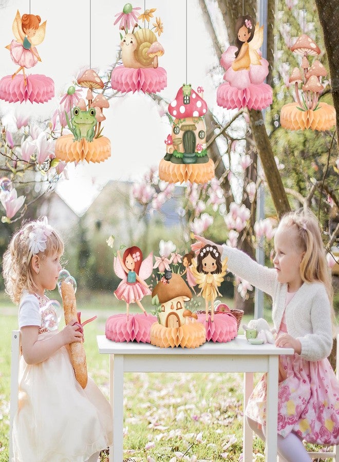 Funrous 9 Pcs Fairy Party Decorations Fairies Honeycomb Centerpieces First Birthday Baby Shower Table Decor 3D Fairyland Mushroom Frog Paper Centerpieces for Home Forest Wonderland Supplies - Image 5