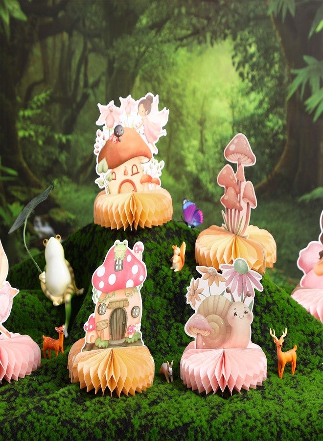 Funrous 9 Pcs Fairy Party Decorations Fairies Honeycomb Centerpieces First Birthday Baby Shower Table Decor 3D Fairyland Mushroom Frog Paper Centerpieces for Home Forest Wonderland Supplies - Image 4