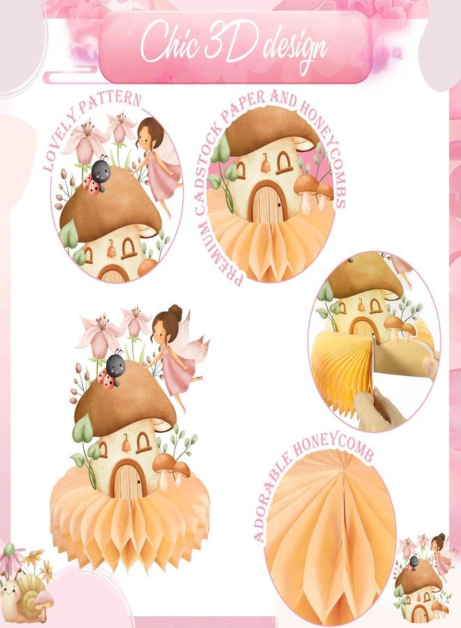 Funrous 9 Pcs Fairy Party Decorations Fairies Honeycomb Centerpieces First Birthday Baby Shower Table Decor 3D Fairyland Mushroom Frog Paper Centerpieces for Home Forest Wonderland Supplies - Image 3