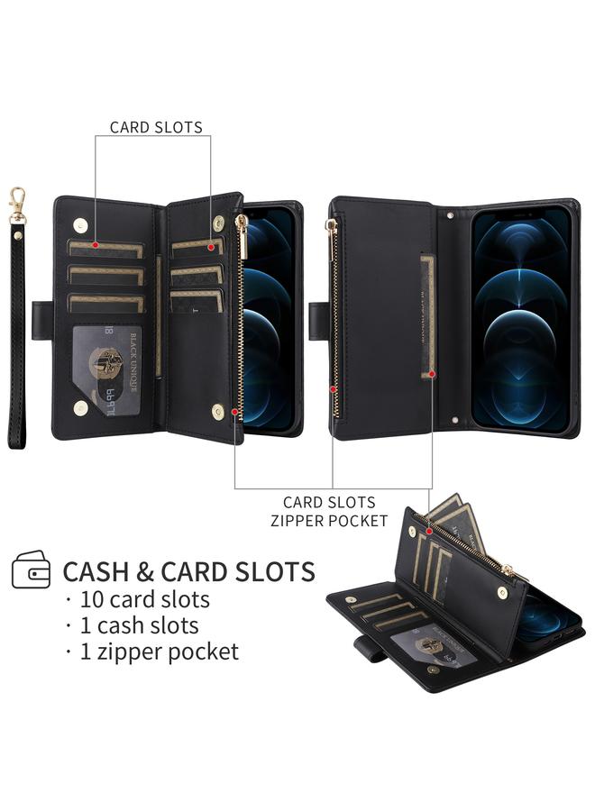 اس-توب جراب هاتف iPhone 15 Crossbody Zipper Wallet Rhombed Leather Case Phone Case - Image 4
