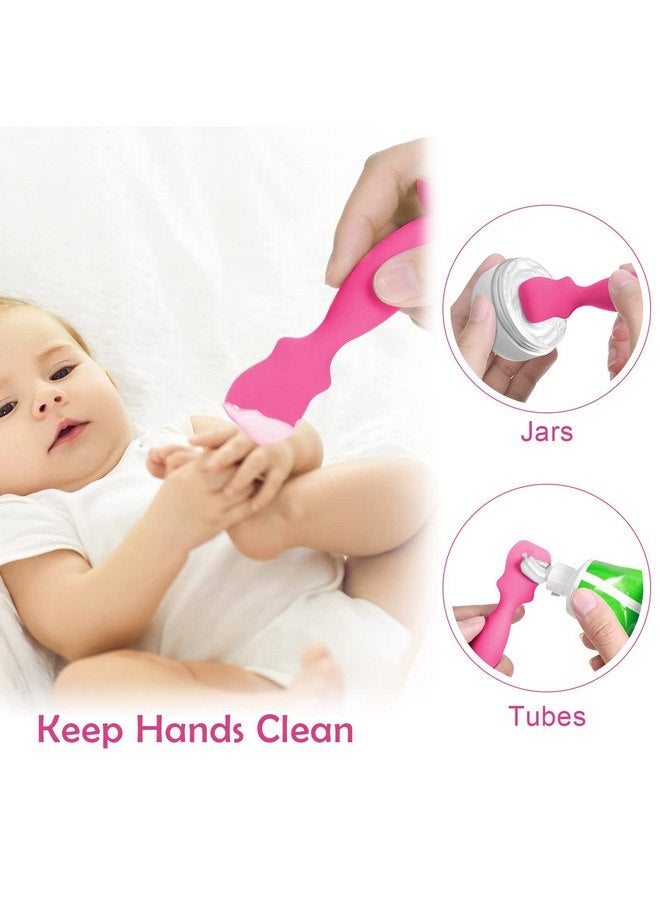 Capoda 4 Pack Baby Diaper Cream Spatula Butt Paste Spatula Diaper Cream Applicator Baby Soft Flexible Silicone Diaper Rash Cream Brush Butt Spatula for Boys and Girls (Gray, Rose Red, White, Red) - Image 2