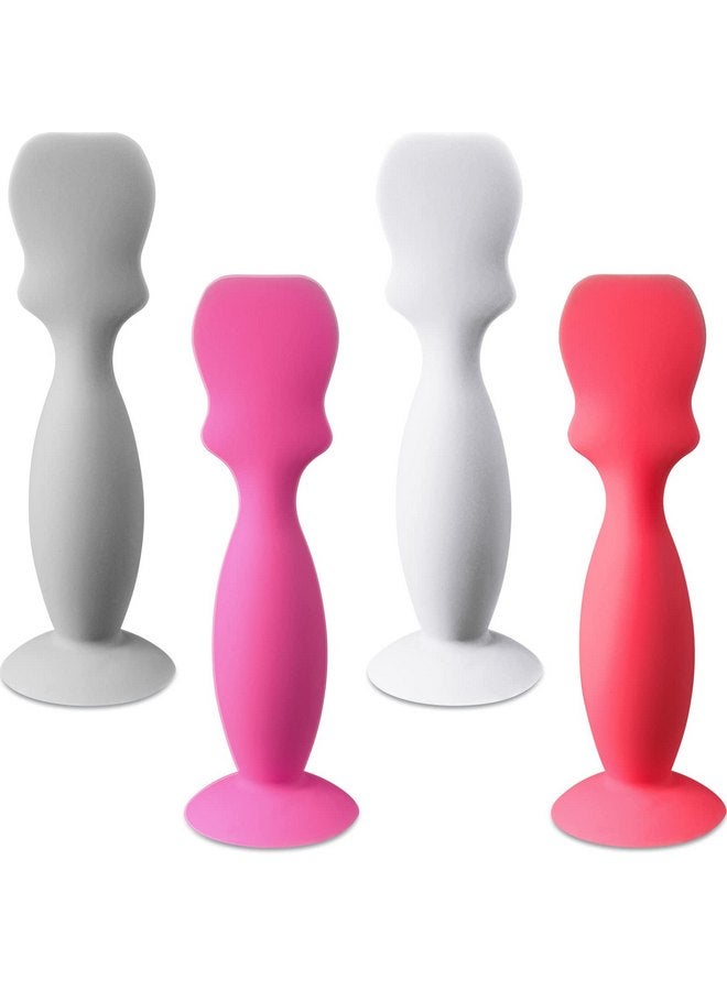 Capoda 4 Pack Baby Diaper Cream Spatula Butt Paste Spatula Diaper Cream Applicator Baby Soft Flexible Silicone Diaper Rash Cream Brush Butt Spatula for Boys and Girls (Gray, Rose Red, White, Red) - Image 1