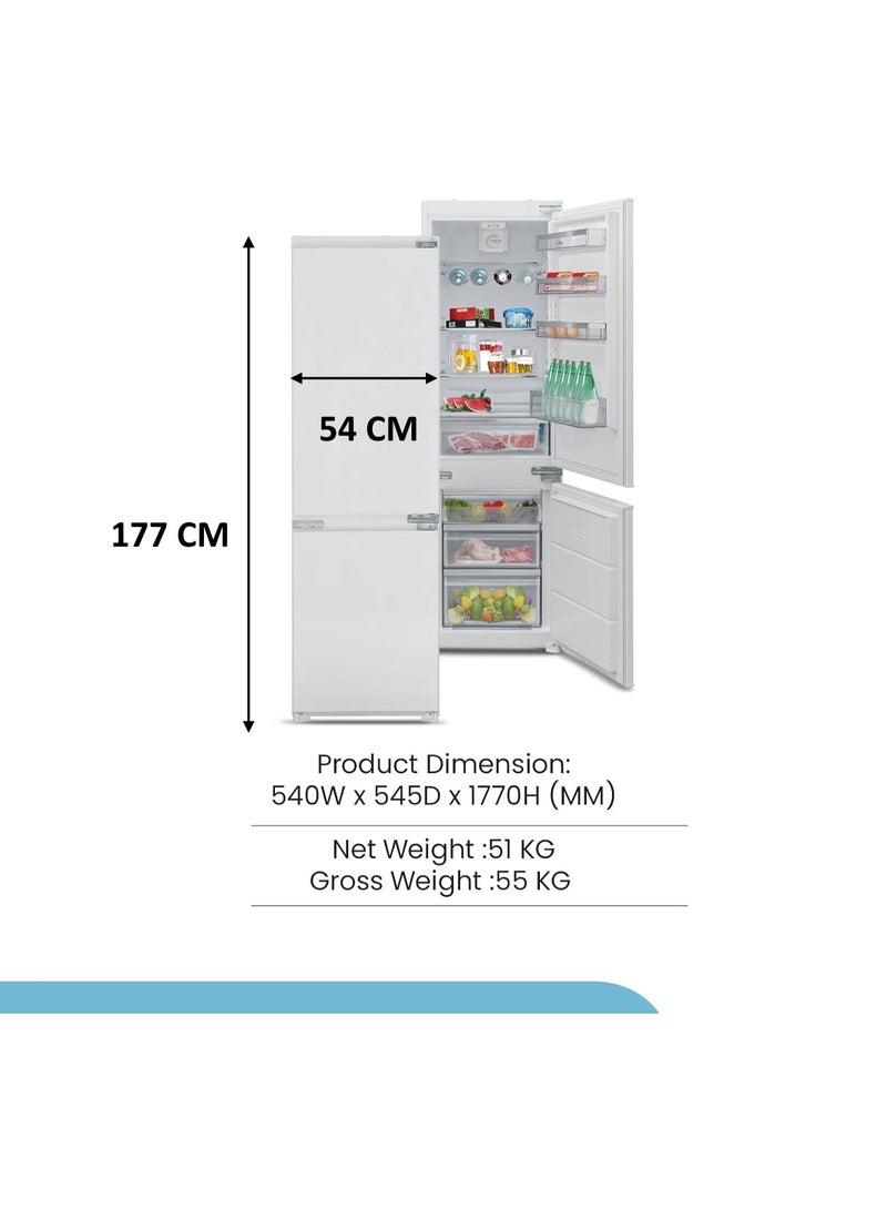 Zeeco Kitchen Line Built-In Refrigerator, 256 Litres, 2 Doors, Bottom Freezer, Reversible Right Door Hinge, LED Interior Light, Frost-Free, Electronic Control, White - Made In Turkey - Image 3
