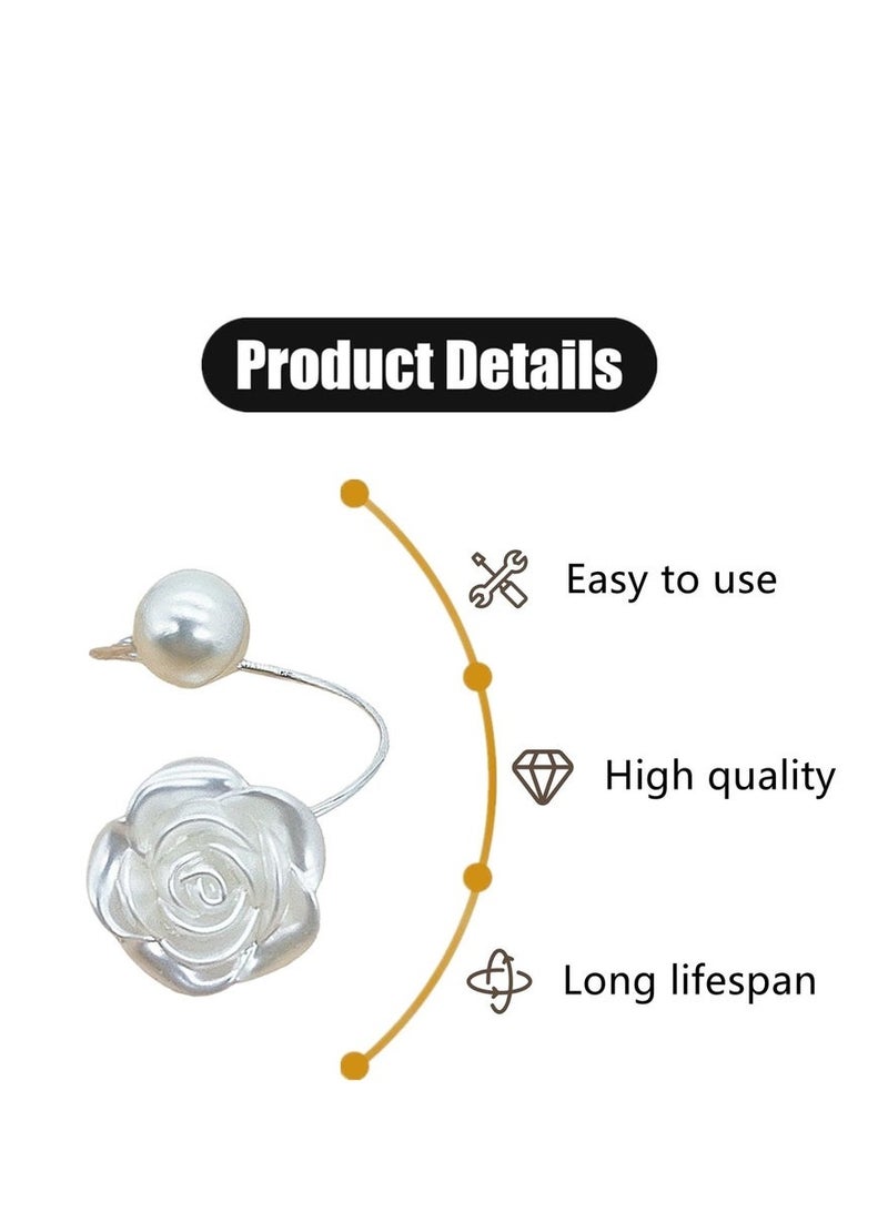 10 Pcs Napkin Rings,White Rose Pearl Dining Table Napkin Ring Holder,Vintage Paper Towel Rings for Valentine's Day Wedding Banquet Home Table Decorations - Image 2