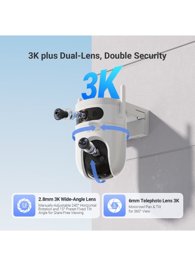 EZVIZ C9c Security Camera, 3K+3K Outdoor Dual-Lens PTZ WiFi Camera, Auto Tracking, Human&Vehicle Detection, Active Defense, Color Night Vision, Two-Way Talk, Weatherproof - Image 3